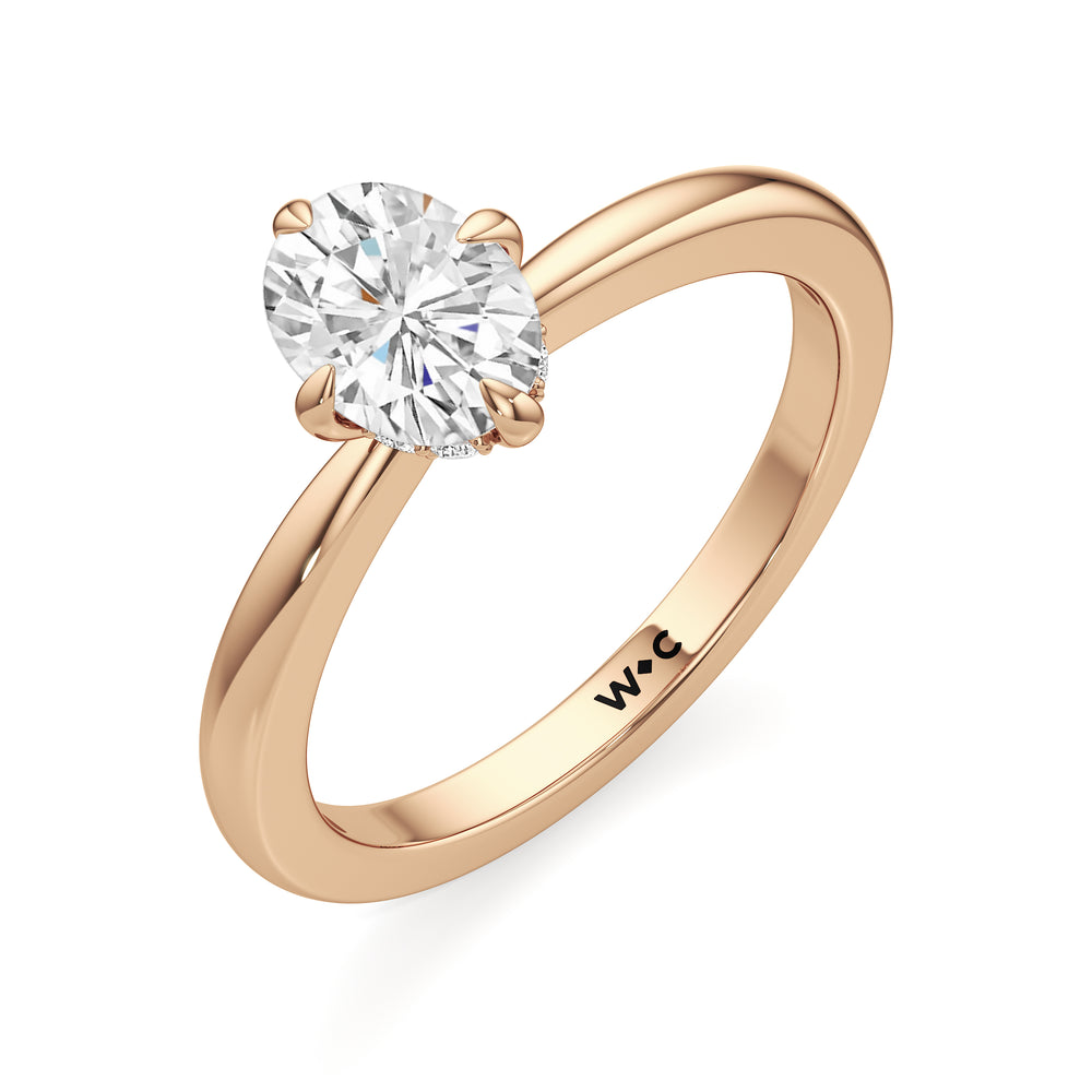 The Quinn Engagement Ring with Oval Cut Diamond in 14KT Rose Gold view 3
