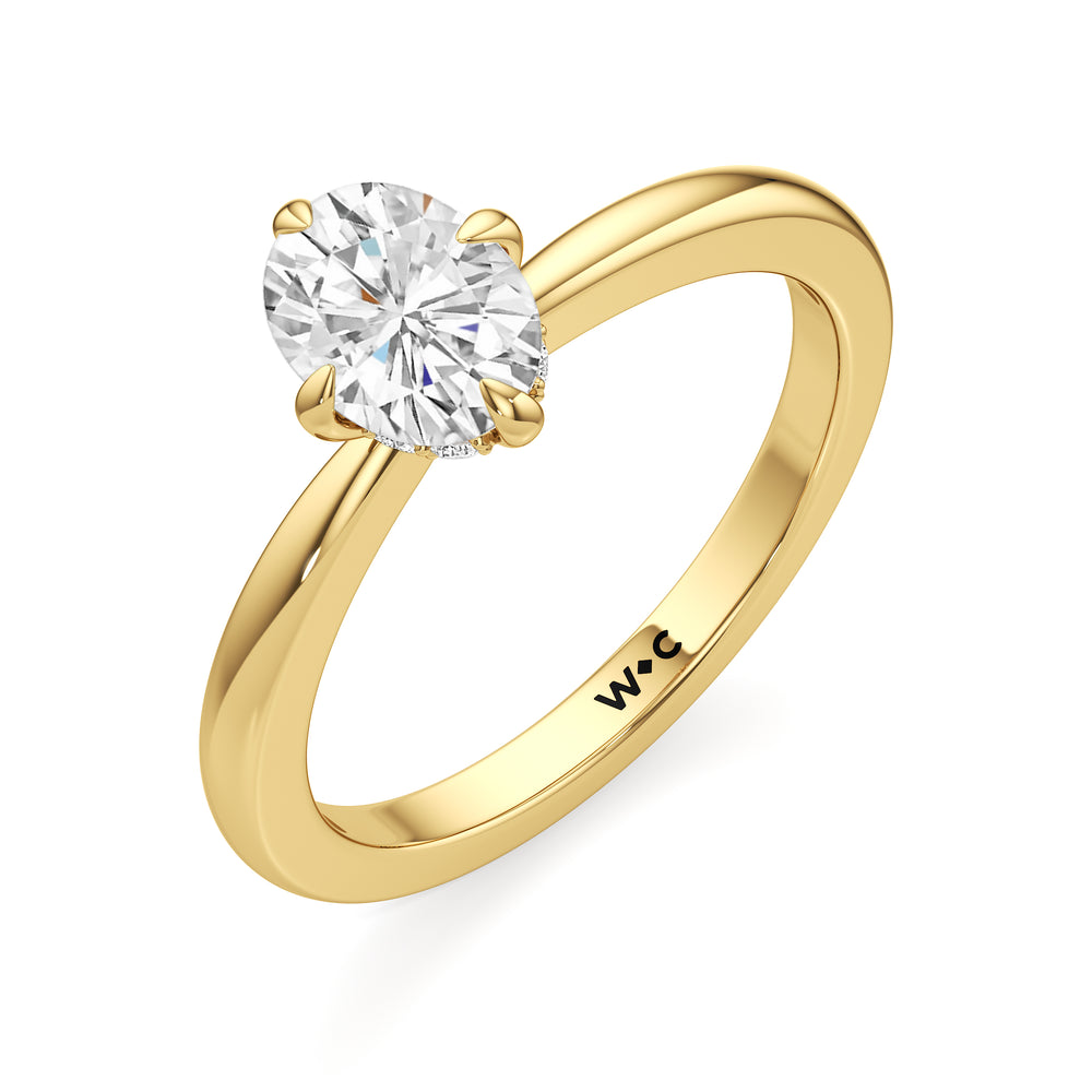 The Quinn Engagement Ring with Oval Cut Diamond in 14KT Yellow Gold view 3
