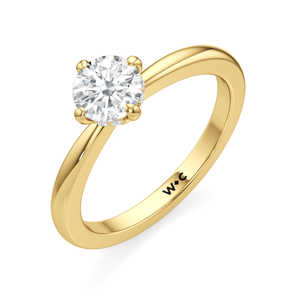 The Quinn Engagement Ring with Round Cut Diamond in 14KT Yellow Gold view 3
