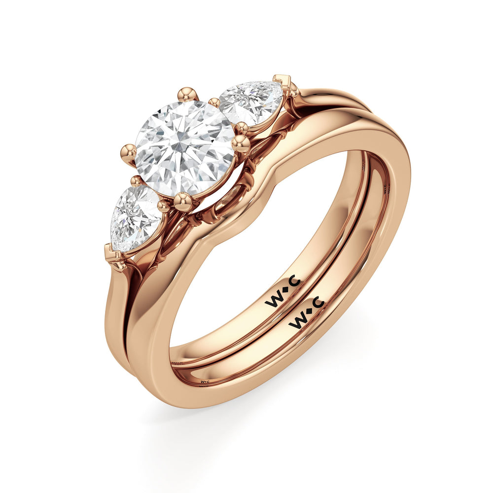 The Camille Wedding Band with 18KT Rose Gold Cut Diamond in 14KT Rose Gold view 4
