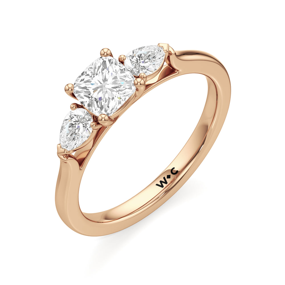 The Camille Engagement Ring with Cushion Cut Diamond in 14KT Rose Gold view 3
