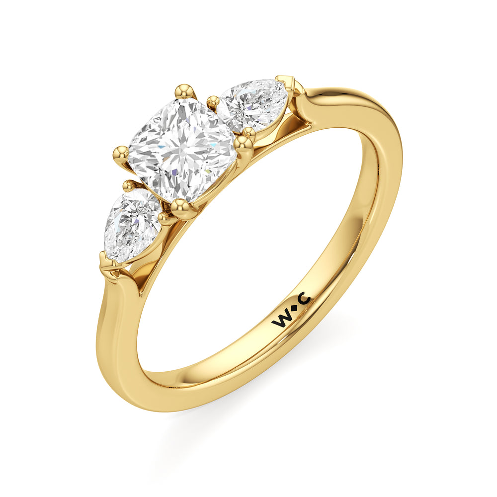 The Camille Engagement Ring with Cushion Cut Diamond in 14KT Yellow Gold view 3
