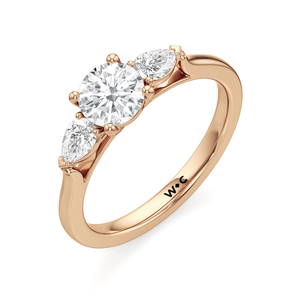 The Camille Engagement Ring with Round Cut Diamond in 14KT Rose Gold view 3
