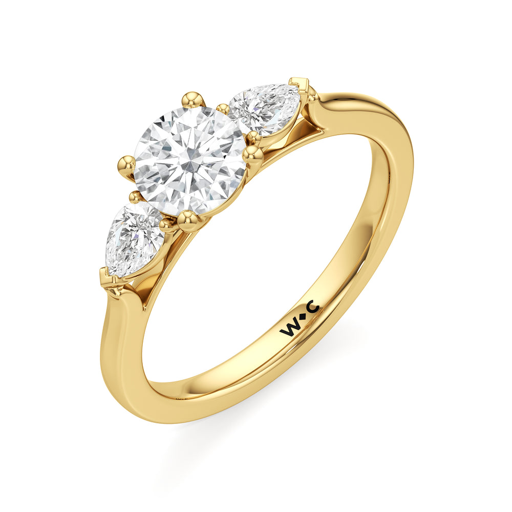 The Camille Engagement Ring with Round Cut Diamond in 14KT Yellow Gold view 3
