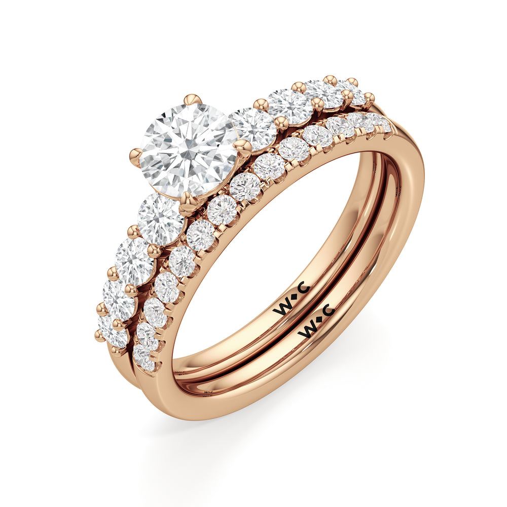 The Matilda Diamond Wedding Band with 18KT Rose Gold Cut Diamond in 14KT Rose Gold view 4
