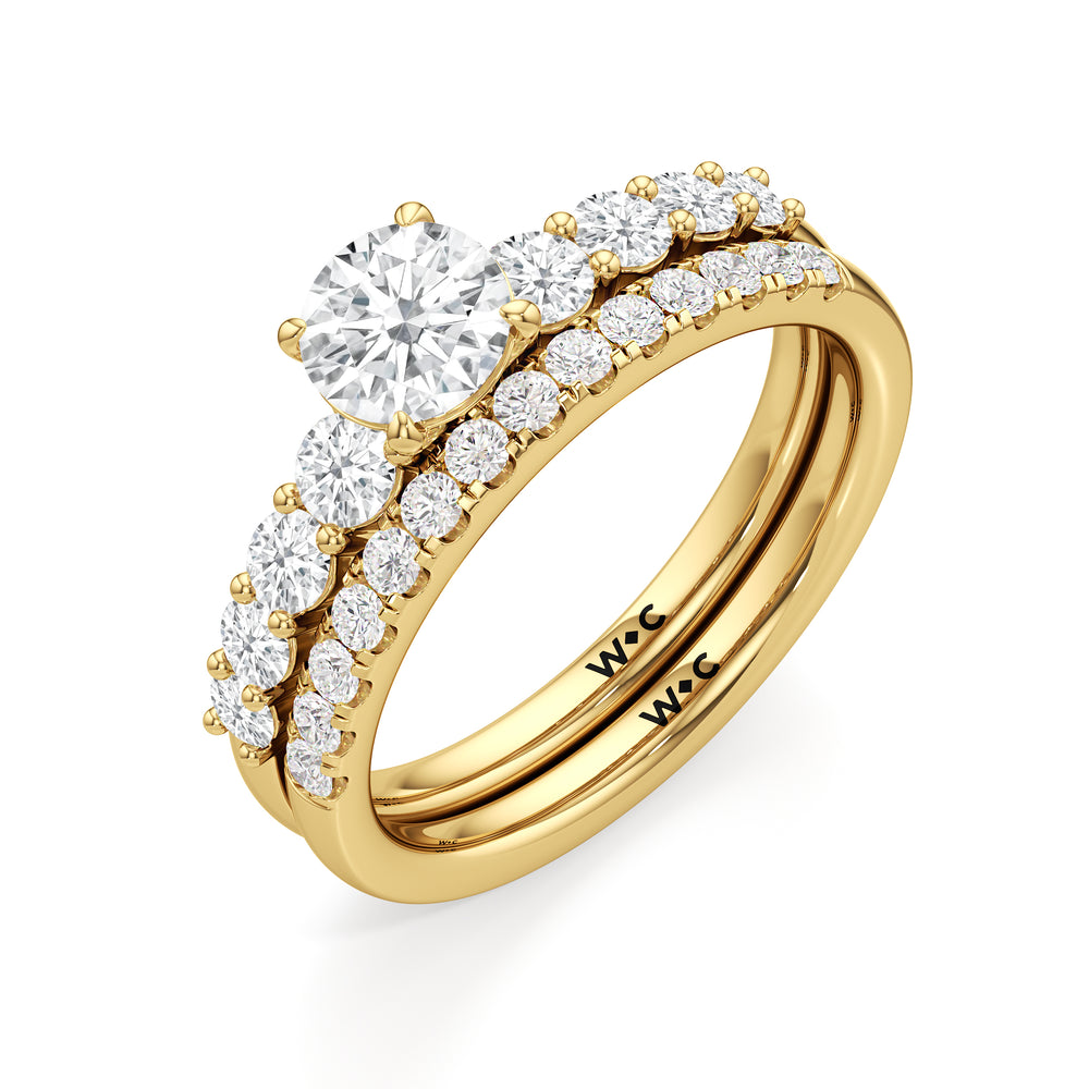 The Matilda Diamond Wedding Band with 18KT Yellow Gold Cut Diamond in 14KT Yellow Gold view 4
