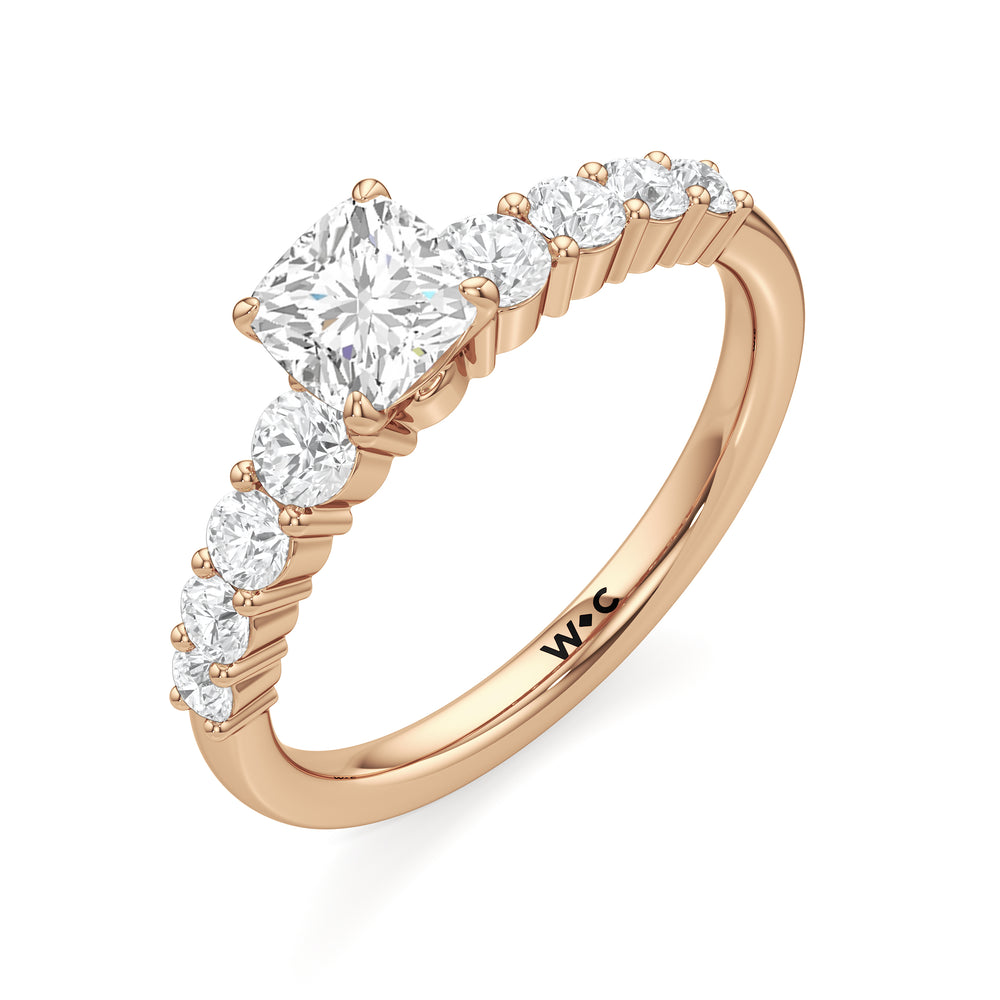 The Matilda Engagement Ring with Cushion Cut Diamond in 14KT Rose Gold view 3
