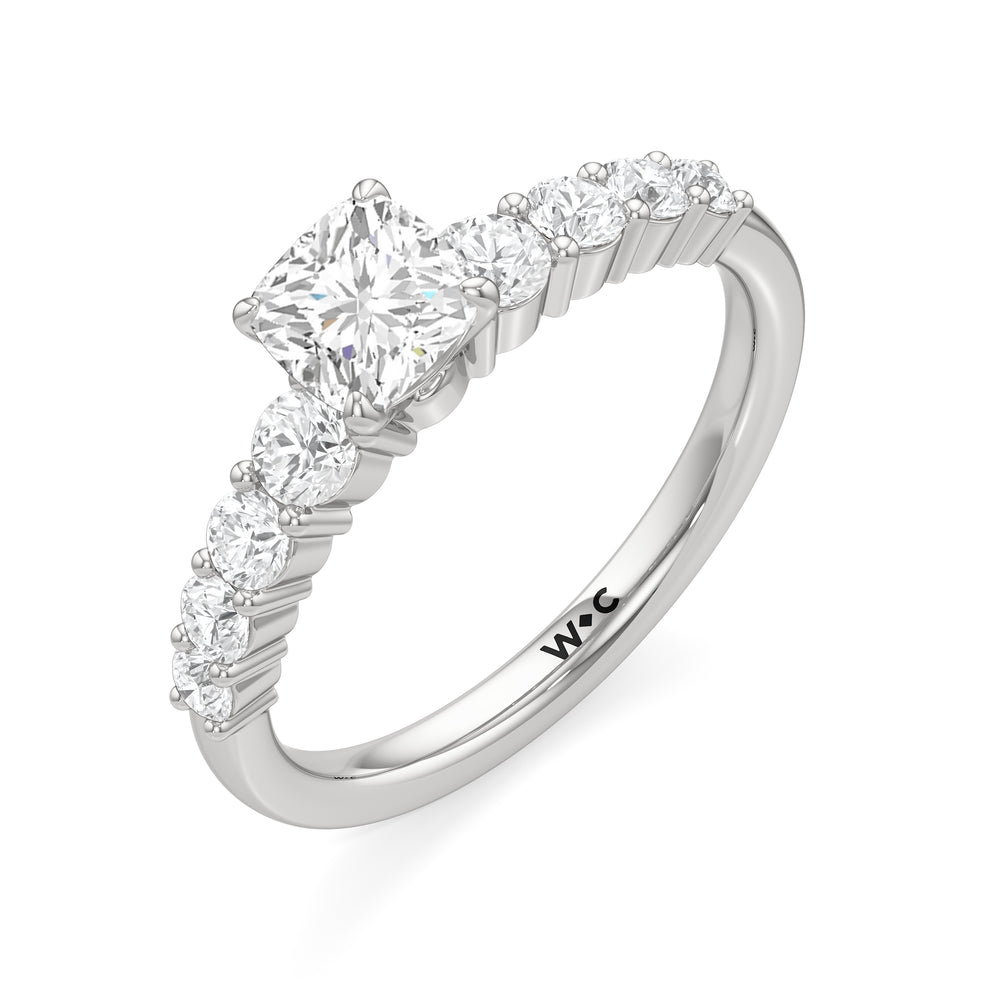 The Matilda Engagement Ring with Cushion Cut Diamond in 14KT Platinum view 3
