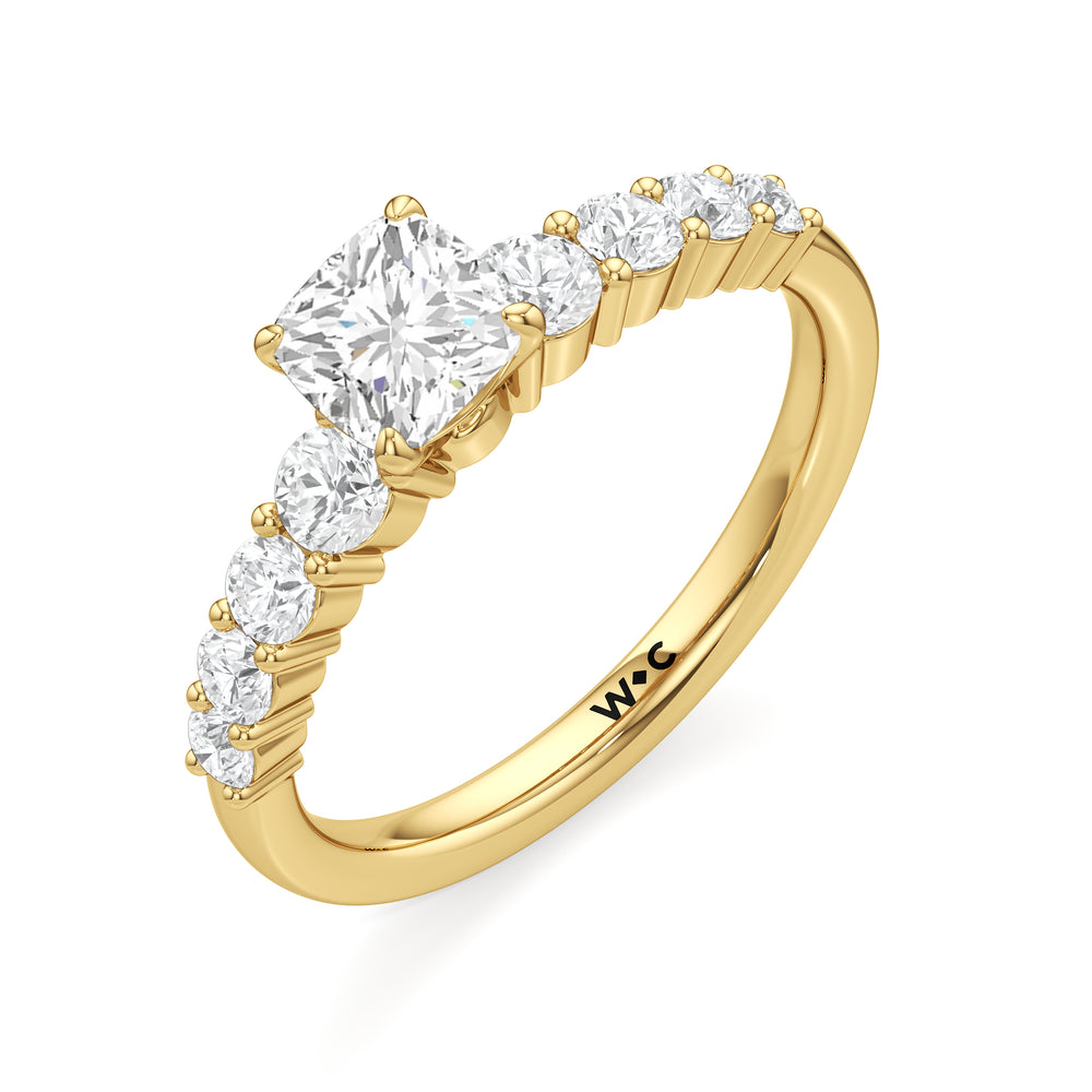 The Matilda Engagement Ring with Cushion Cut Diamond in 14KT Yellow Gold view 3
