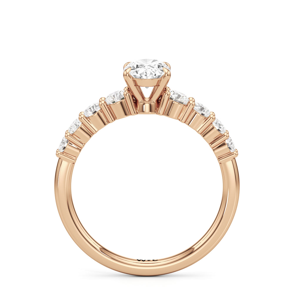 The Matilda Engagement Ring with Oval Cut Diamond in 14KT Rose Gold view 2

