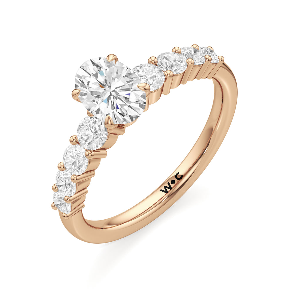 The Matilda Engagement Ring with Oval Cut Diamond in 14KT Rose Gold view 3
