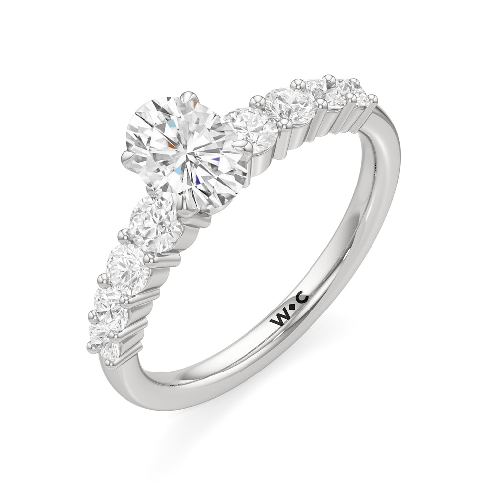 The Matilda Engagement Ring with Oval Cut Diamond in 14KT Platinum view 3
