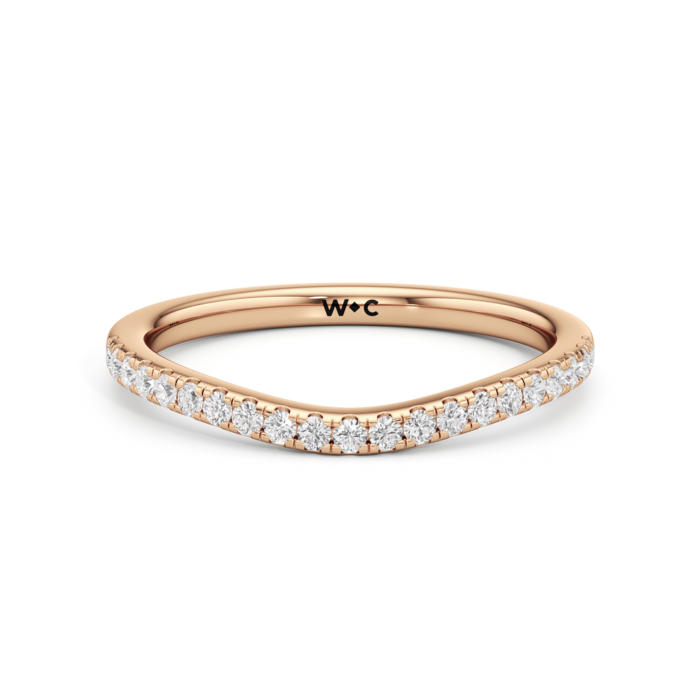 The Lucia Diamond Wedding Band with 18KT Rose Gold Cut Diamond in 14KT Rose Gold view 1
