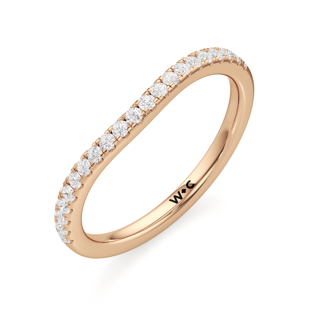The Lucia Diamond Wedding Band with 18KT Rose Gold Cut Diamond in 14KT Rose Gold view 3
