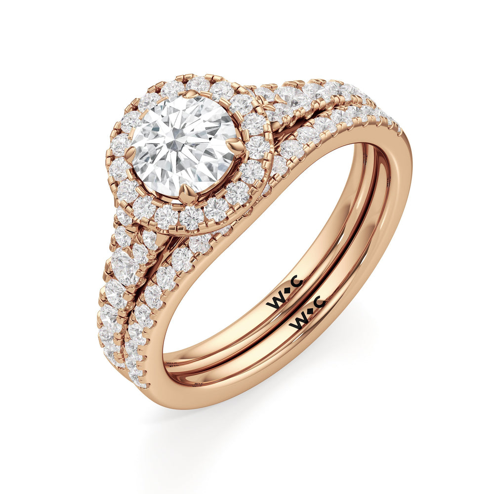 The Lucia Diamond Wedding Band with 18KT Rose Gold Cut Diamond in 14KT Rose Gold view 4
