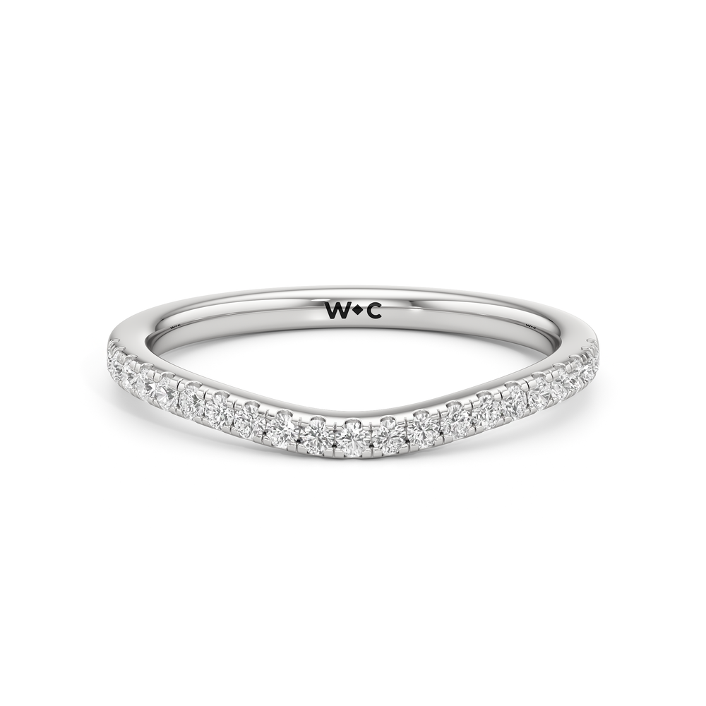 The Lucia Diamond Wedding Band with Platinum Cut Diamond in 14KT Platinum view 1
