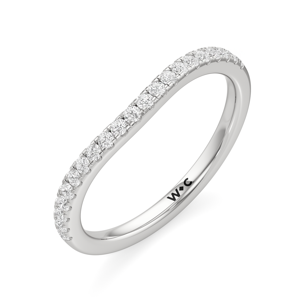 The Lucia Diamond Wedding Band with Platinum Cut Diamond in 14KT Platinum view 3
