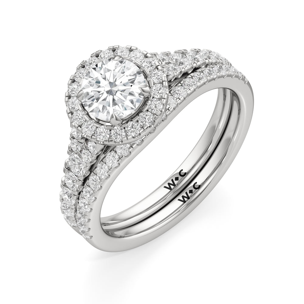 The Lucia Diamond Wedding Band with Platinum Cut Diamond in 14KT Platinum view 4
