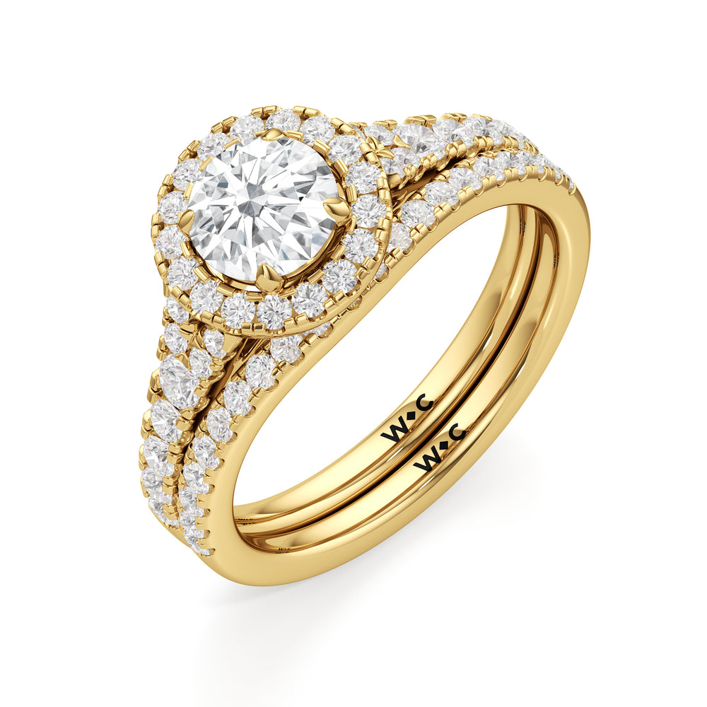 The Lucia Diamond Wedding Band with 18KT Yellow Gold Cut Diamond in 14KT Yellow Gold view 4
