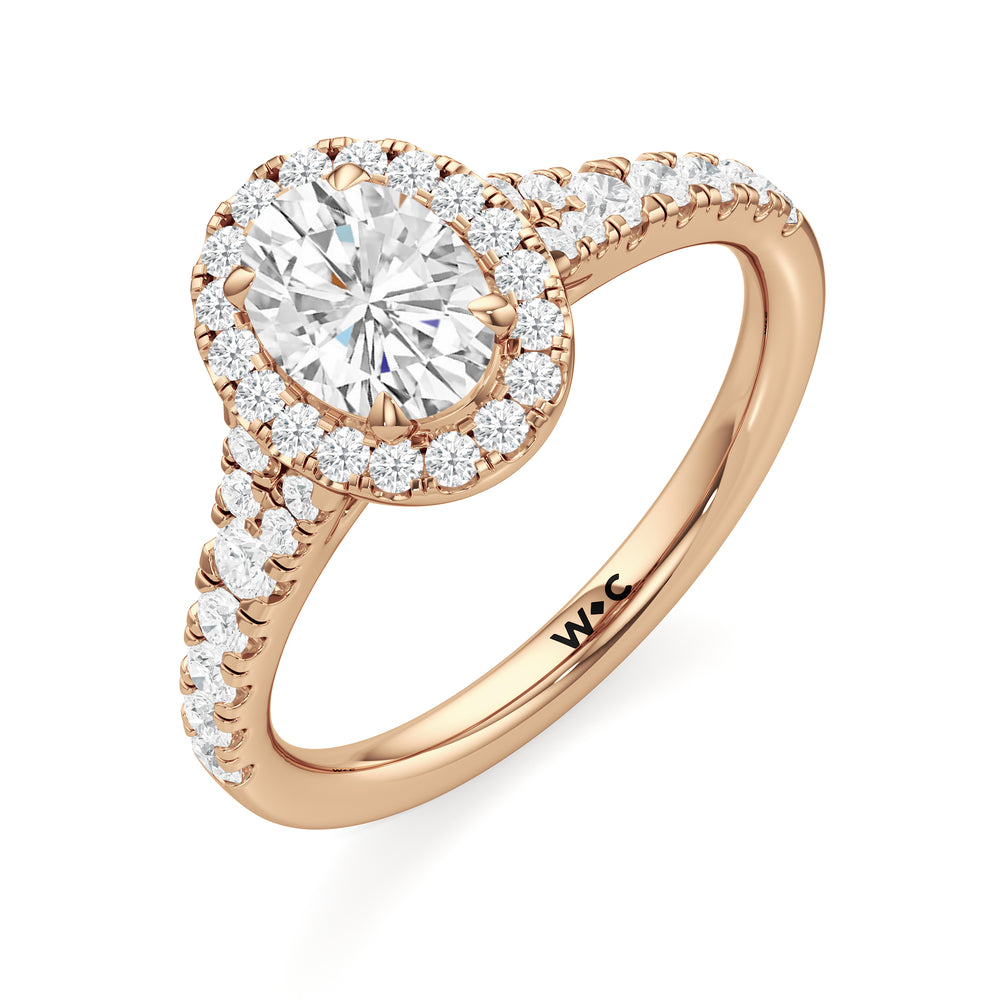 The Lucia Engagement Ring with Oval Cut Diamond in 14KT Rose Gold view 3
