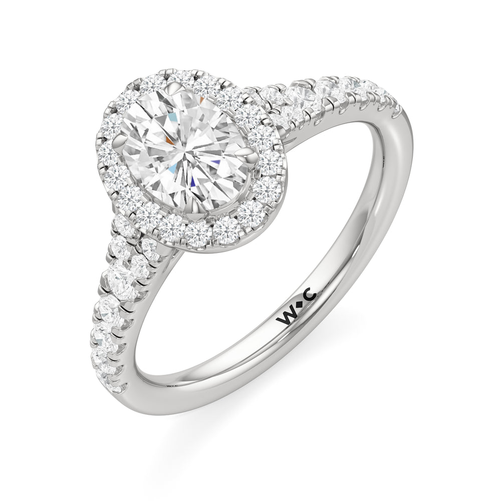 The Lucia Engagement Ring with Oval Cut Diamond in 14KT Platinum view 3
