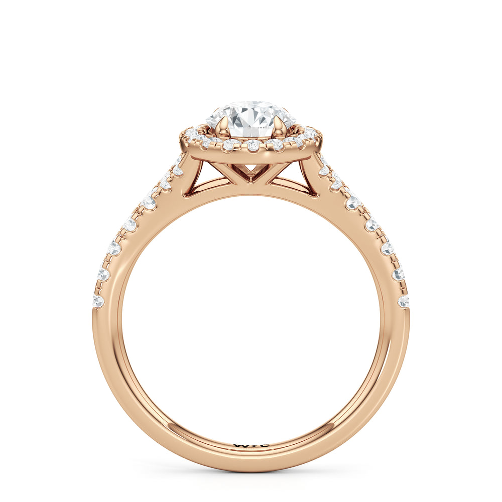 The Lucia Engagement Ring with Round Cut Diamond in 14KT Rose Gold view 2
