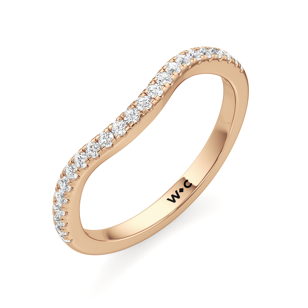 The Sofia Diamond Wedding Band with 18KT Rose Gold Cut Diamond in 14KT Rose Gold view 3
