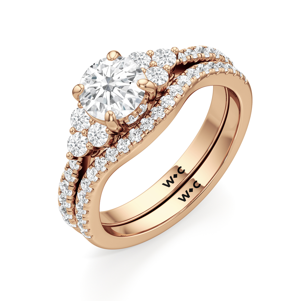 The Sofia Diamond Wedding Band with 18KT Rose Gold Cut Diamond in 14KT Rose Gold view 4
