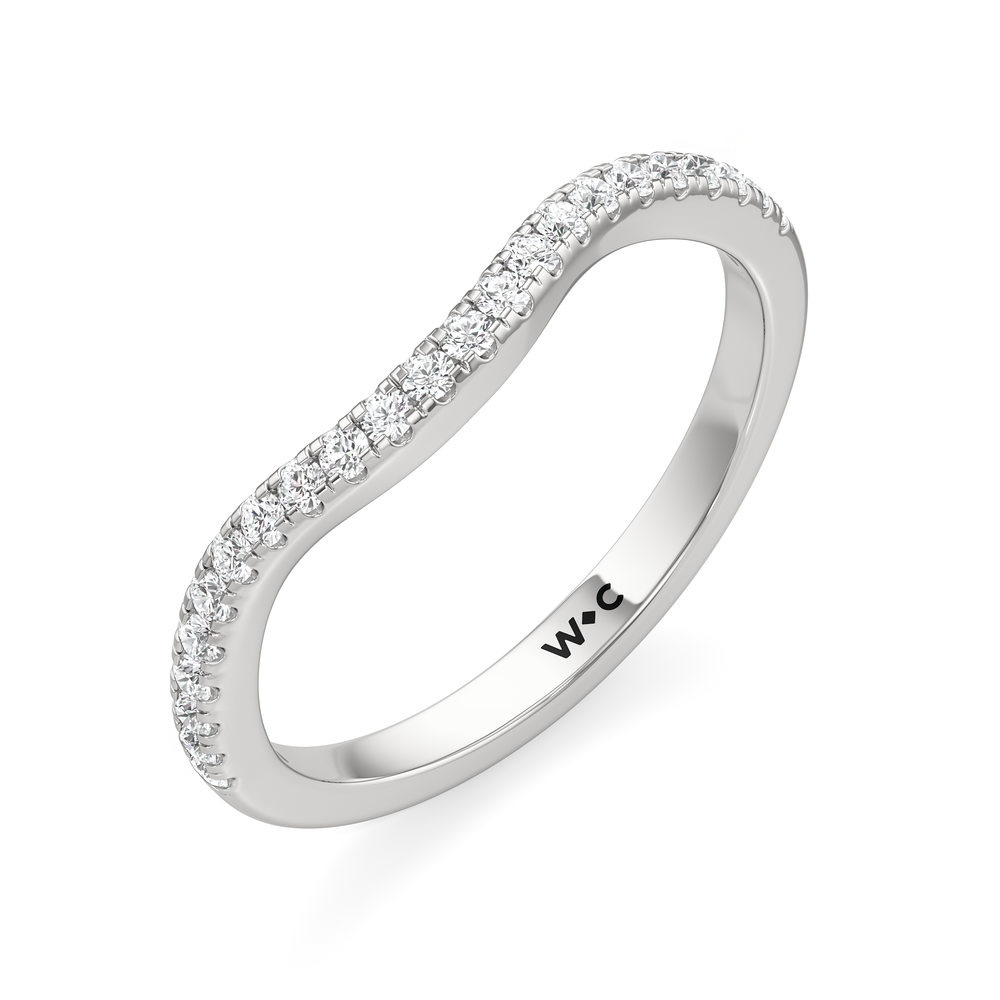 The Sofia Diamond Wedding Band with Platinum Cut Diamond in 14KT Platinum view 3
