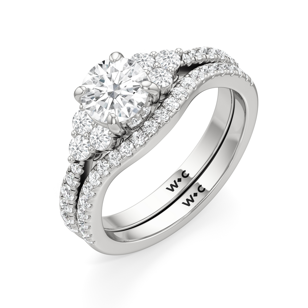 The Sofia Diamond Wedding Band with Platinum Cut Diamond in 14KT Platinum view 4

