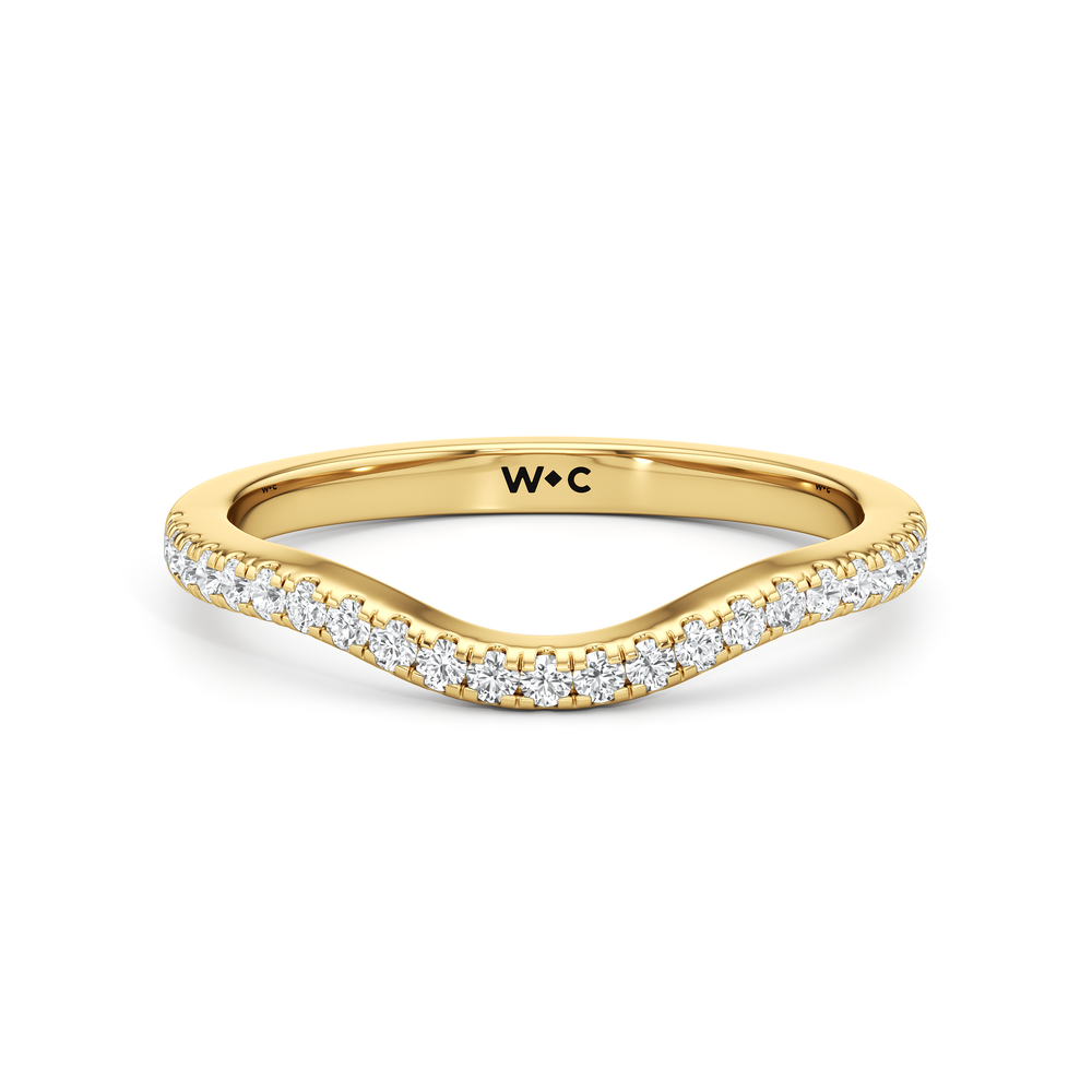 The Sofia Diamond Wedding Band with 18KT Yellow Gold Cut Diamond in 14KT Yellow Gold view 1
