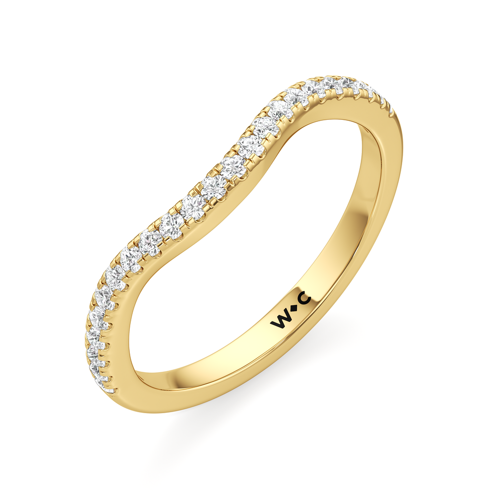 The Sofia Diamond Wedding Band with 18KT Yellow Gold Cut Diamond in 14KT Yellow Gold view 3

