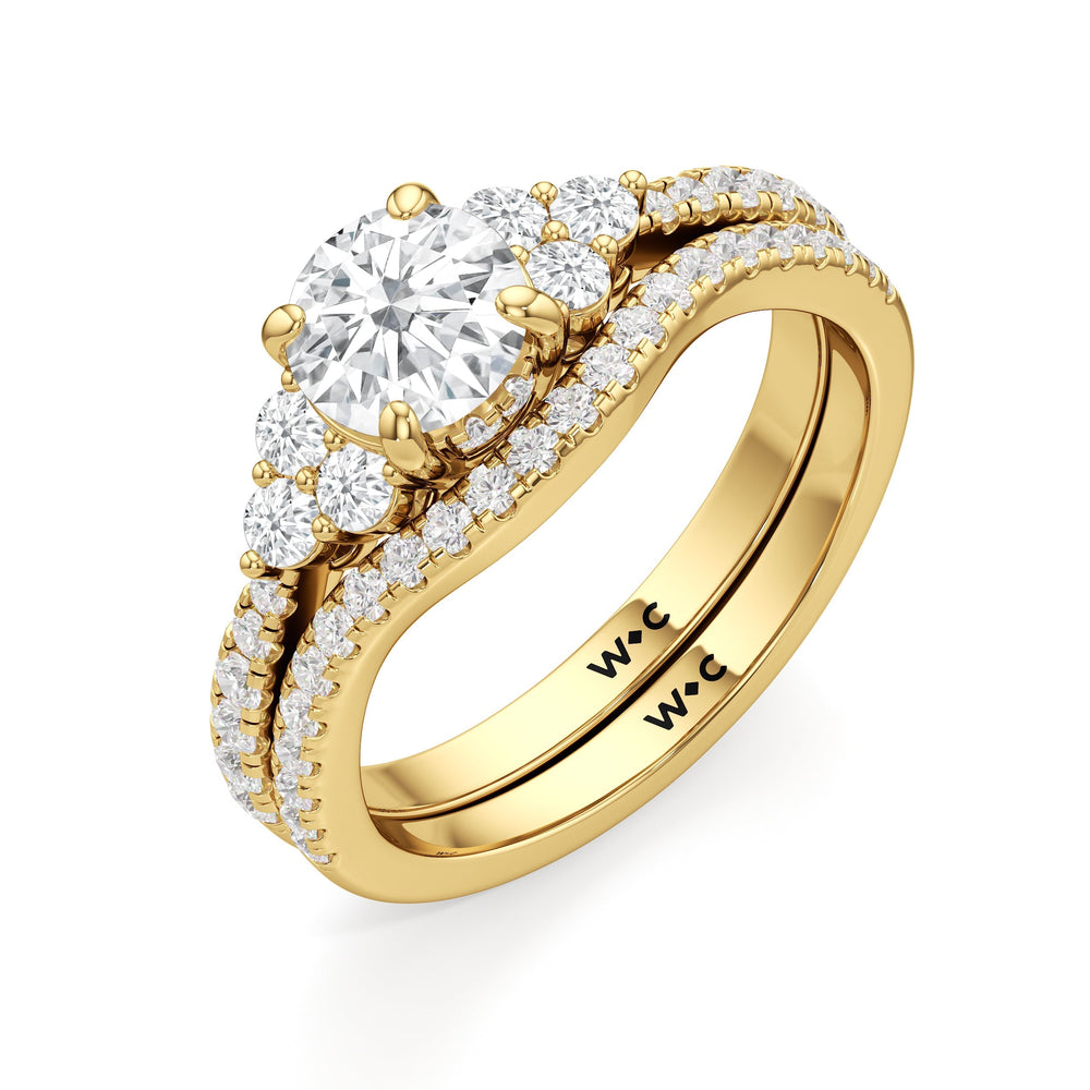 The Sofia Diamond Wedding Band with 18KT Yellow Gold Cut Diamond in 14KT Yellow Gold view 4
