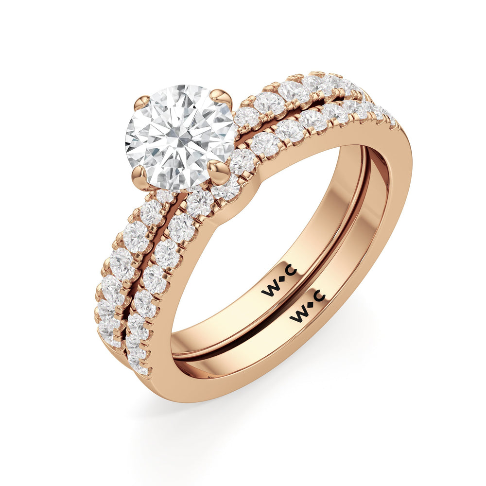 The Aspen Diamond Wedding Band with 18KT Rose Gold Cut Diamond in 14KT Rose Gold view 4
