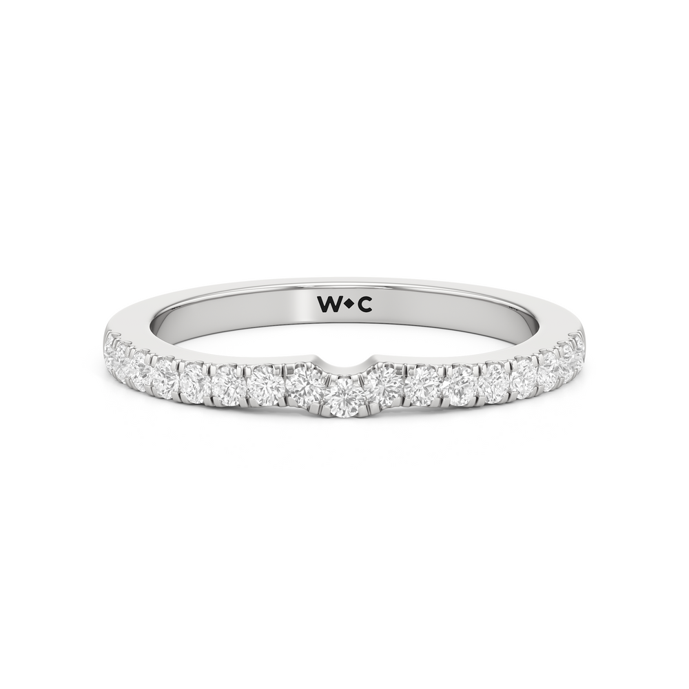 The Aspen Diamond Wedding Band with Platinum Cut Diamond in 14KT Platinum view 1
