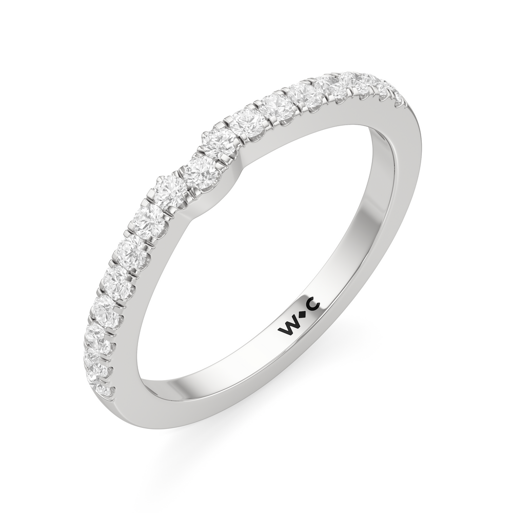 The Aspen Diamond Wedding Band with Platinum Cut Diamond in 14KT Platinum view 3

