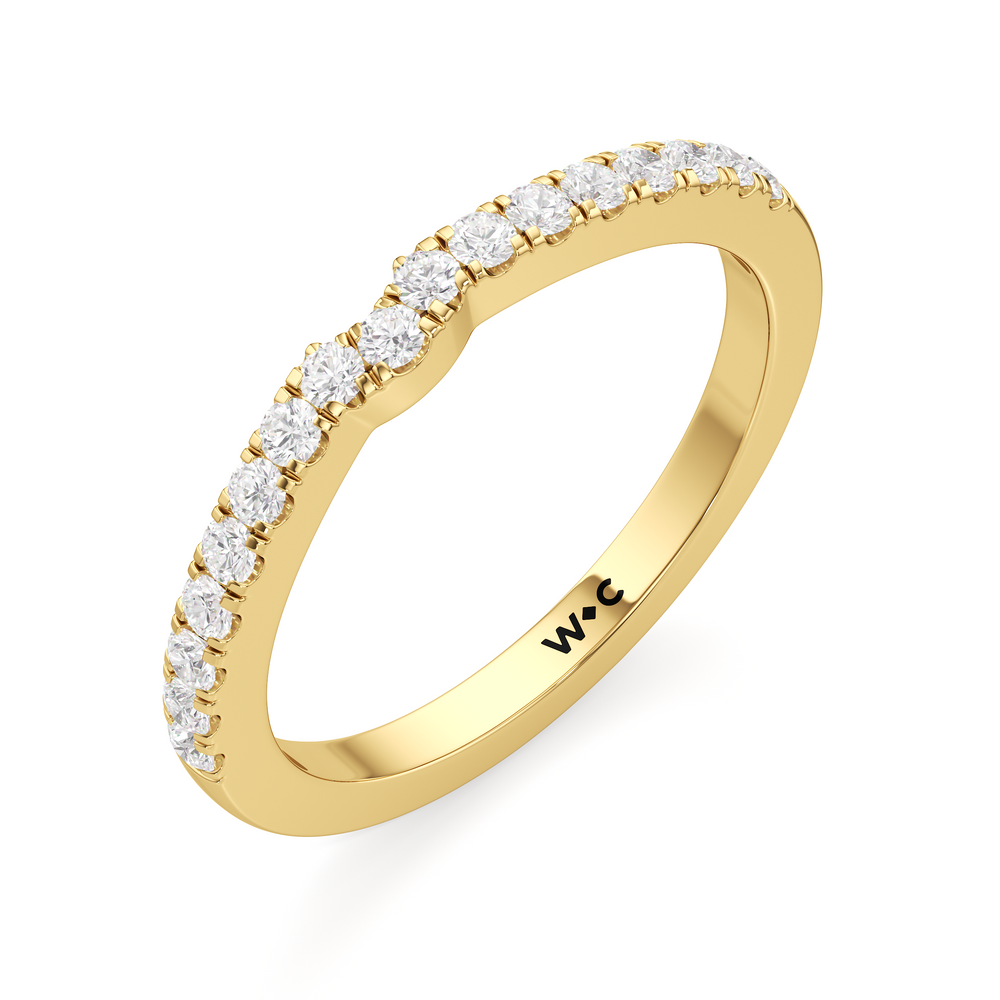 The Aspen Diamond Wedding Band with 18KT Yellow Gold Cut Diamond in 14KT Yellow Gold view 3
