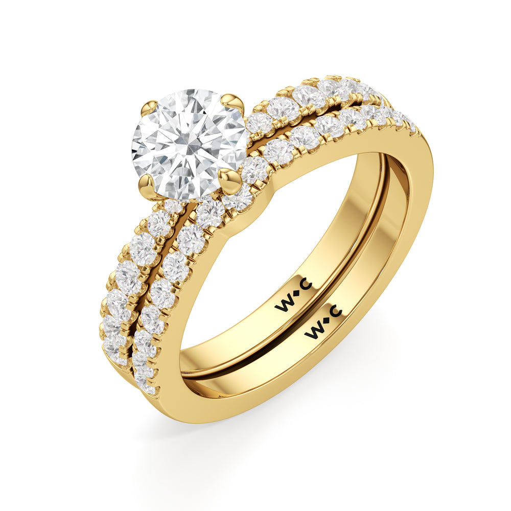 The Aspen Diamond Wedding Band with 18KT Yellow Gold Cut Diamond in 14KT Yellow Gold view 4
