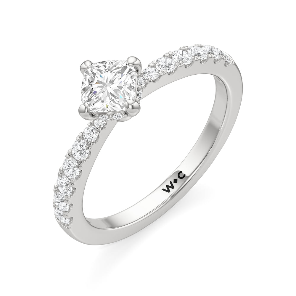 The Aspen Engagement Ring with Cushion Cut Diamond in 14KT Platinum view 3
