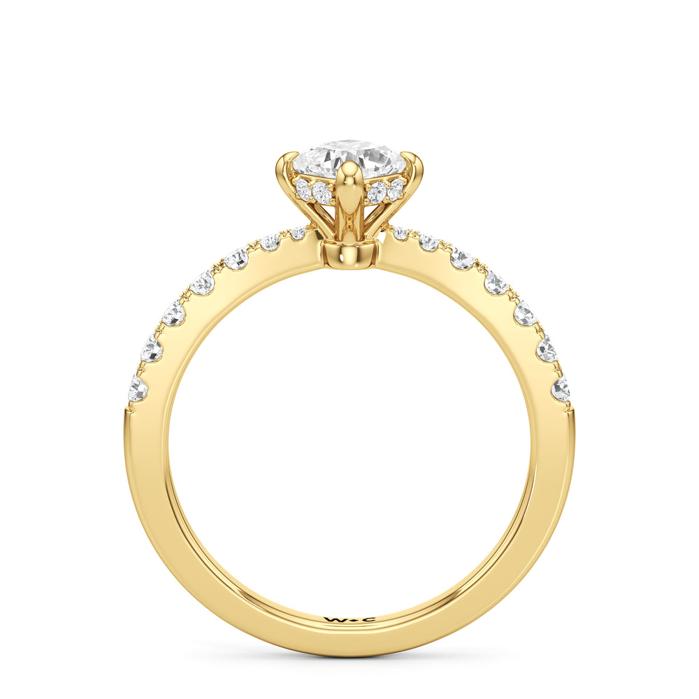 The Aspen Engagement Ring with Cushion Cut Diamond in 14KT Yellow Gold view 2
