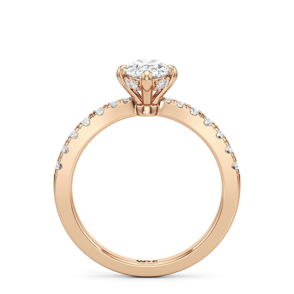 The Aspen Engagement Ring with Oval Cut Diamond in 14KT Rose Gold view 2
