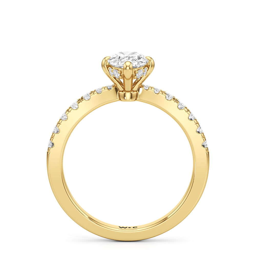 The Aspen Engagement Ring with Oval Cut Diamond in 14KT Yellow Gold view 2
