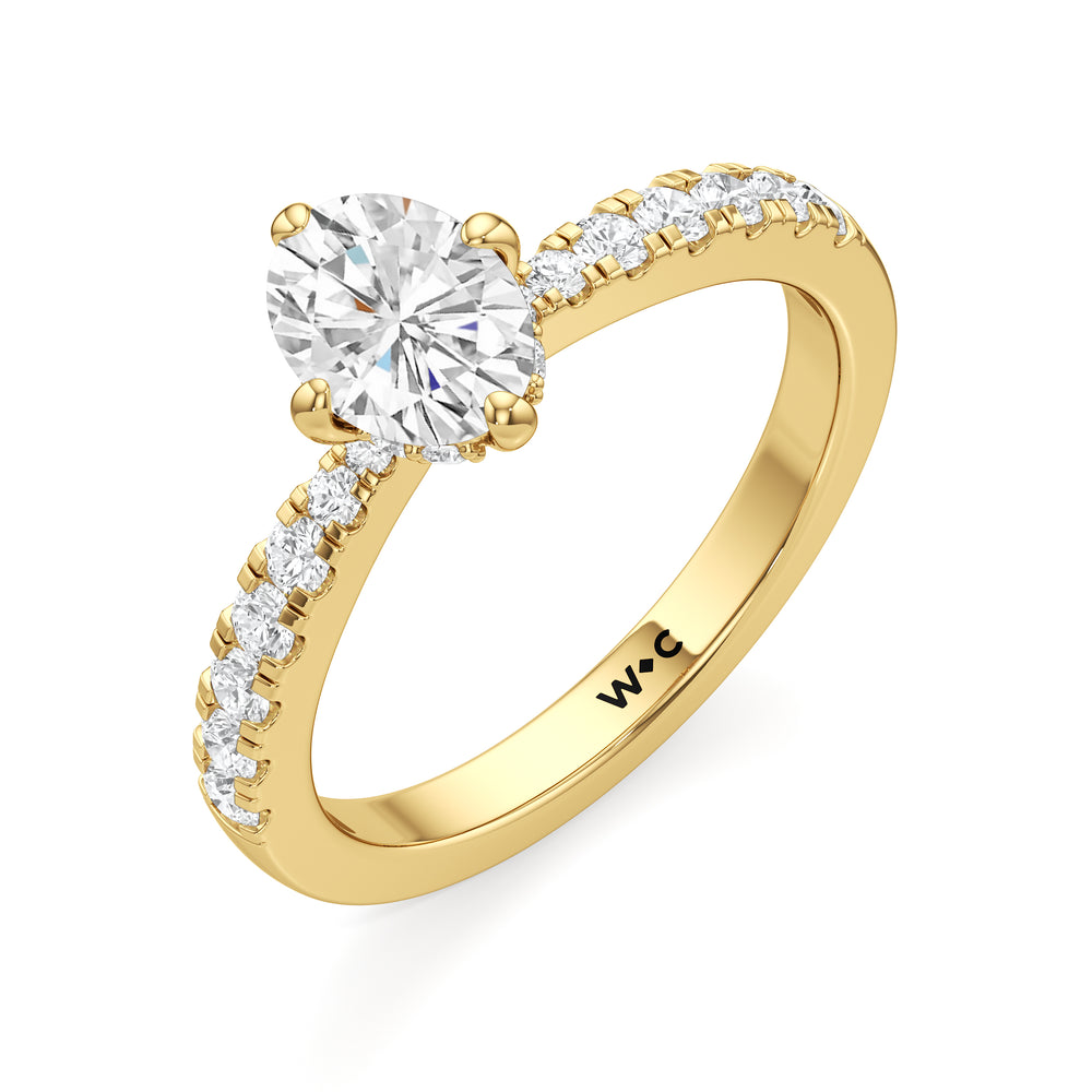 The Aspen Engagement Ring with Oval Cut Diamond in 14KT Yellow Gold view 3
