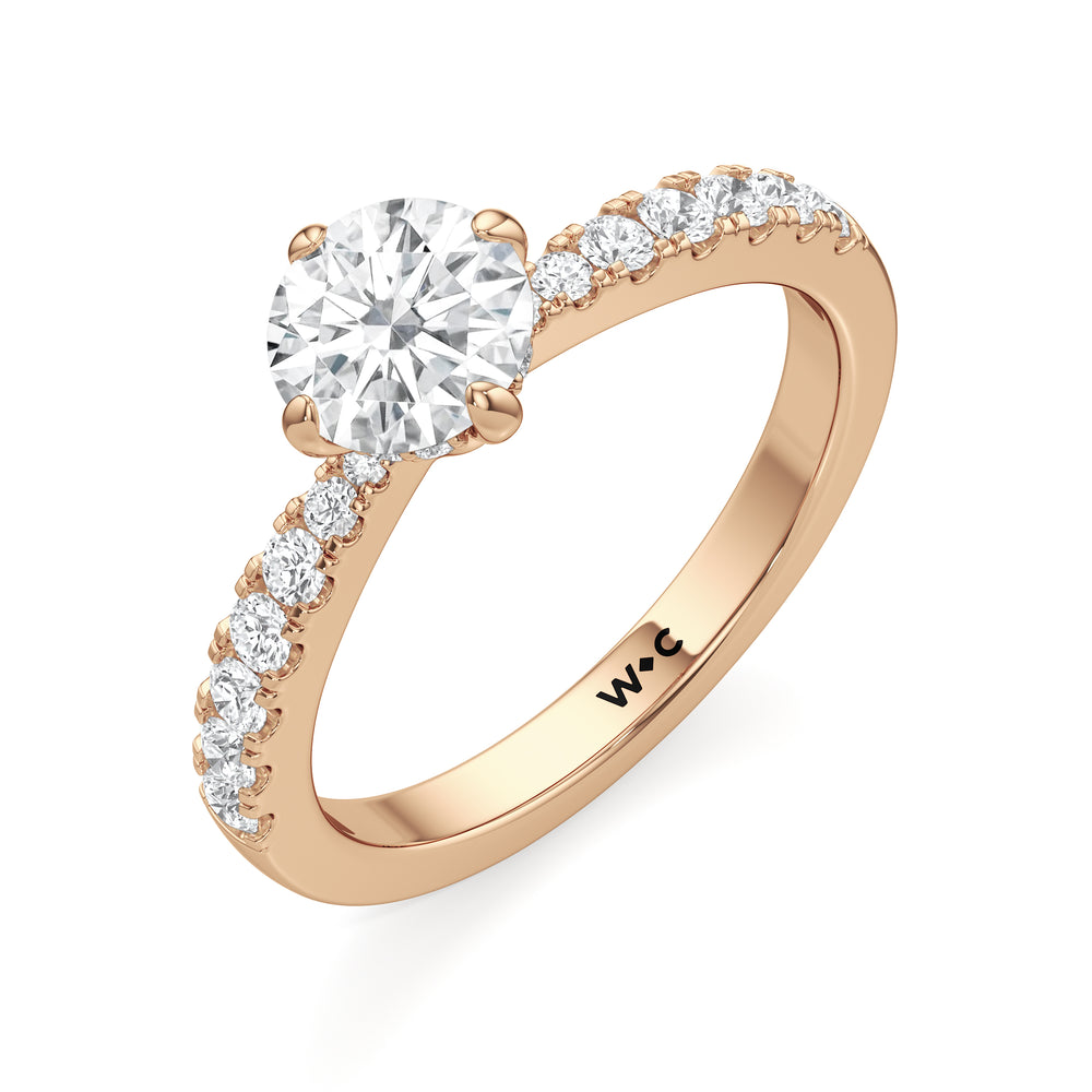 The Aspen Engagement Ring with Round Cut Diamond in 14KT Rose Gold view 3
