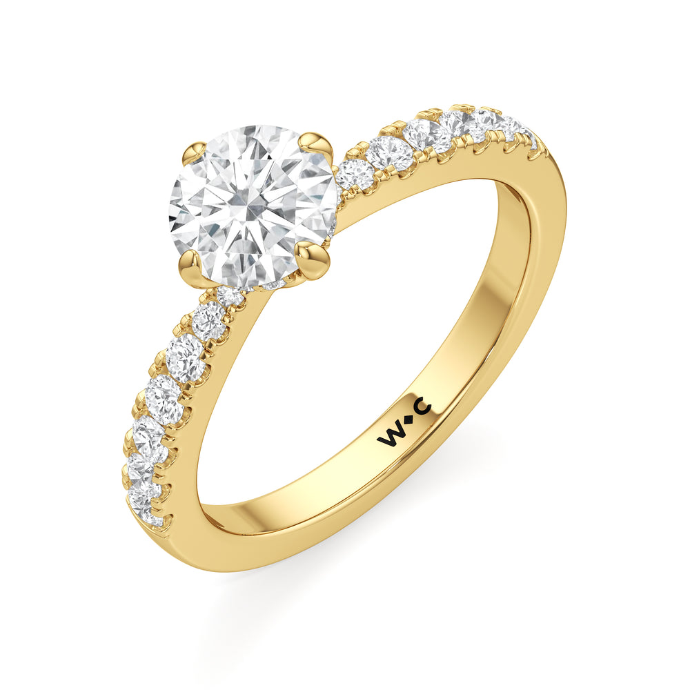 The Aspen Engagement Ring with Round Cut Diamond in 14KT Yellow Gold view 3
