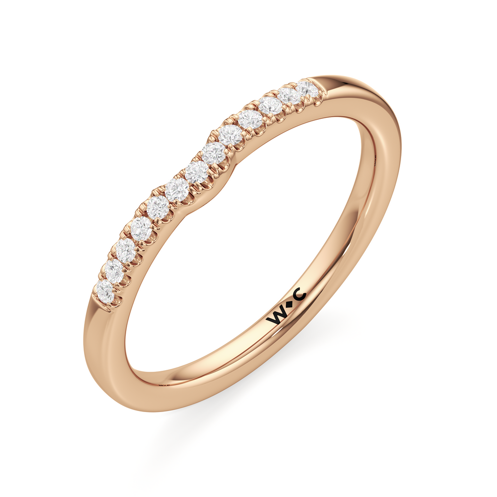 The Scottie Diamond Wedding Band with 18KT Rose Gold Cut Diamond in 14KT Rose Gold view 3
