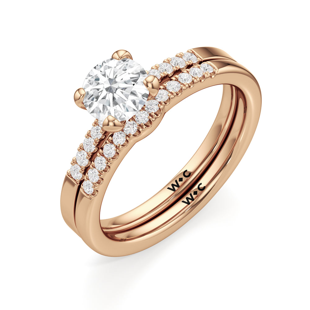 The Scottie Diamond Wedding Band with 18KT Rose Gold Cut Diamond in 14KT Rose Gold view 4
