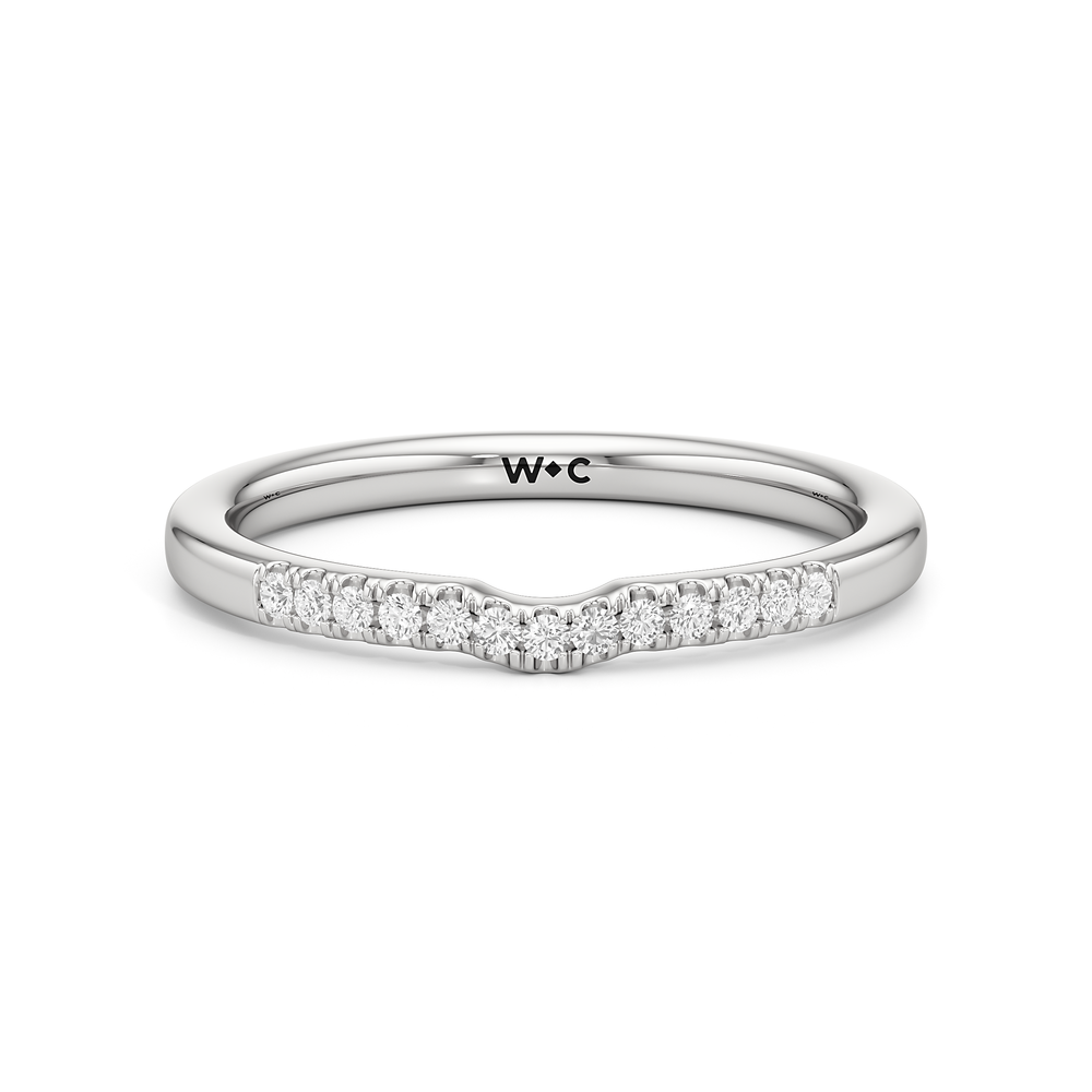 The Scottie Diamond Wedding Band with Platinum Cut Diamond in 14KT Platinum view 1
