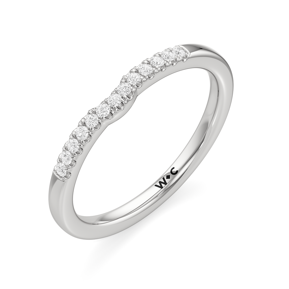 The Scottie Diamond Wedding Band with Platinum Cut Diamond in 14KT Platinum view 3

