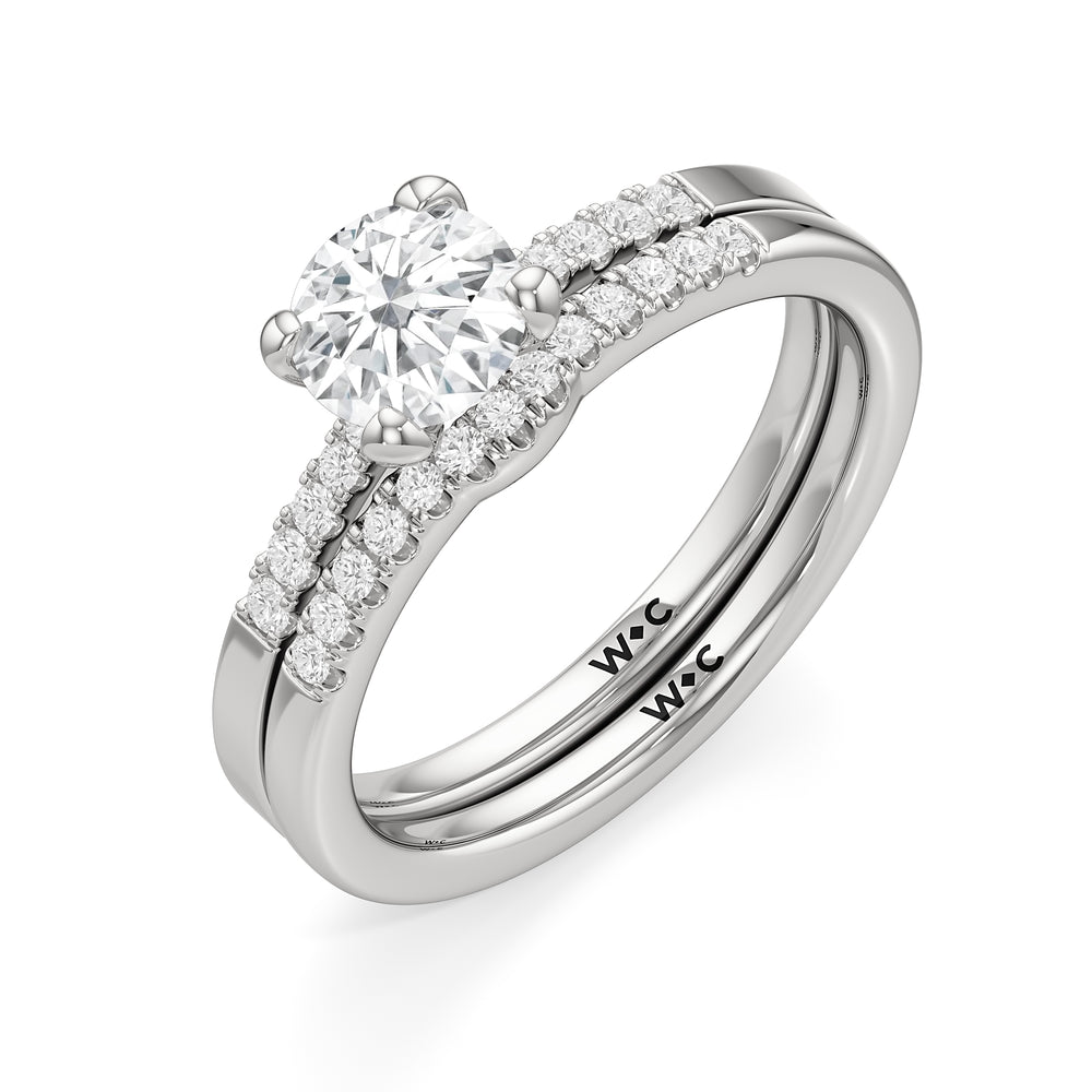 The Scottie Diamond Wedding Band with Platinum Cut Diamond in 14KT Platinum view 4
